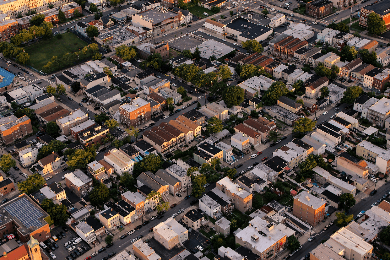 Aerial neighborhood view